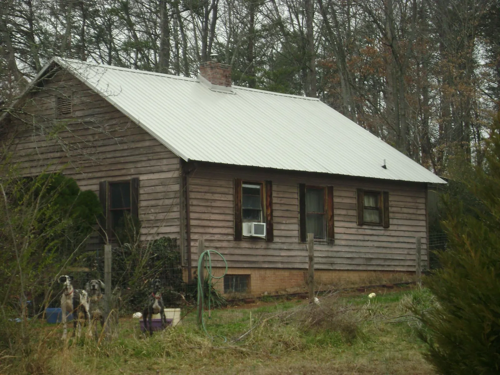 White metal roof on an old wood sided farmhouse, from a Asphalt Shingle Roof Repair job in Battle Creek